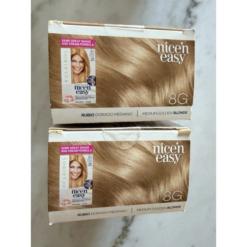 Lot of 2 Clairol Nice n' Easy Hair Color Medium Golden Blonde #8G, NEW & SEALED